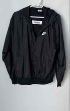 Load image into Gallery viewer, Nike Mens Black Long Sleeve Hooded Adjustable Drawcords Windbreaker Jacket Sz S
