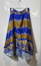Load image into Gallery viewer, Wayan Womens Blue Brown Geometric Tiered Bohemian Midi Wrap Skirt One Size
