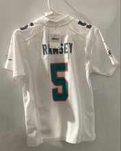 Load image into Gallery viewer, Nike Boys White Miami Dolphins Jalen Ramsey #5 Football-NFL Jersey Size M W/ Tag
