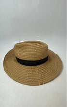 Load image into Gallery viewer, Vince Camuto Womens Beige Woven Straw Lightweight Wide Brim Panama Sun Hat
