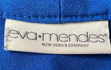 Load image into Gallery viewer, Eva Mendes Womens Blue V-Neck Pleated Long Sleeve Tied Cuffs Blouse Top Size L
