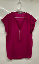 Load image into Gallery viewer, 7th Avenue Design Studio New York &amp; Co Womens Purple V-Neck Blouse Top Size L
