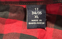 Load image into Gallery viewer, Tommy Hilfiger Mens Red And Black Long Sleeve Point Collar Dress Shirt Size XL
