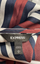 Load image into Gallery viewer, Express Womens Multicolor Striped Asymmetrical Hem Surplice Wrap Blouse Top Sz L
