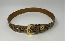 Load image into Gallery viewer, Michael Kors Womens Brown Signature Print Leather Adjustable Fashion Belt Size M
