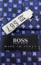 Load image into Gallery viewer, Hugo Boss Mens Light Blue Printed Silk Adjustable Keeper Loop Designer Tie
