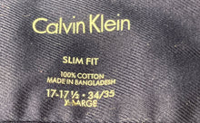 Load image into Gallery viewer, Calvin Klein Mens Blue Collared Long Sleeve Dress Shirt Size 17-17 1/2
