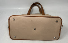 Load image into Gallery viewer, Valentina Womens Tan And Brown Leather Zipper Double Top Handles Satchel Bag
