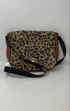 Load image into Gallery viewer, Cole Haan Womens Brown Leopard Print Leather Adjustable Strap Flap Crossbody Bag

