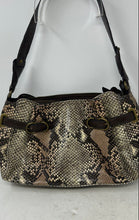 Load image into Gallery viewer, Jessica Simpson Womens Brown Black Snakeskin Inner Pockets Shoulder Bag
