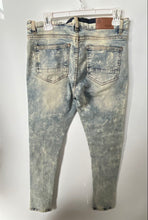 Load image into Gallery viewer, Focus Mens Blue Denim Distressed Rhinestone 5-Pocket Design Skinny Jeans 30W/30L
