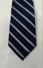 Load image into Gallery viewer, Michael Kors Mens Blue White Striped Silk Adjustable Long Formal Designer Tie
