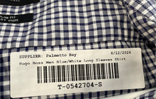 Load image into Gallery viewer, Hugo Boss Mens Blue White Plaid Long Sleeve Slim Fit Dress Shirt Size EUR 42

