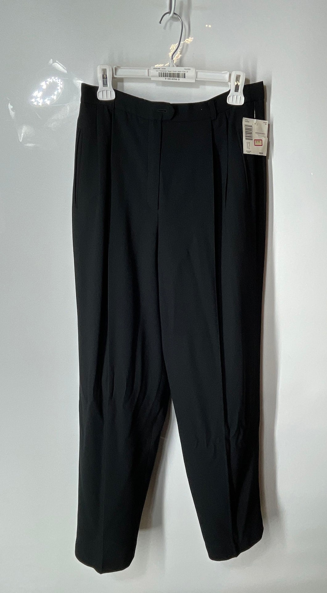 Liz Claiborne Womens Black Pleated Front Wide-Leg Dress Pants Size 12 With Tag