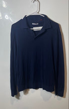 Load image into Gallery viewer, Zara Mens Dark Blue Long Sleeve Collared Polo Shirt Size Medium
