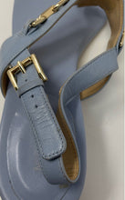 Load image into Gallery viewer, Michael Kors Womens Charlton Blue Leather Block Heel Slingback Sandals Size 9.5M
