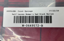 Load image into Gallery viewer, Lauren Ralph Lauren Womens Red Black Plaid Pebbled Leather Wristlet Wallet
