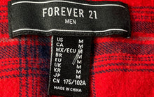 Load image into Gallery viewer, Forever 21 Mens Red Blue Plaid Long Sleeve Collared Button-Up Shirt Size Medium
