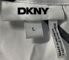 Load image into Gallery viewer, DKNY Womens White Printed 3/4 Sleeve Collared Button-Up Shirt Size Large
