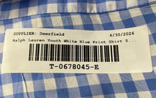 Load image into Gallery viewer, Polo Ralph Lauren Boys White Blue Check Natural Stretch Button-Up Shirt XL 18-20
