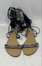 Load image into Gallery viewer, Catherine Malandrino Womens Black White Lace Up Strappy Sandals Size 10
