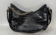 Load image into Gallery viewer, Anna Paola Womens Black Animal Print Leather Inner Pockets Shoulder Purse
