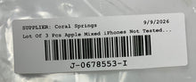 Load image into Gallery viewer, Lot Of 3 Pcs Mixed Apple iPhone iOS Smartphones Not Tested For Parts
