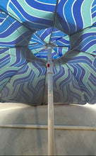 Load image into Gallery viewer, Bluewater Beach Blue Green Wave Print Portable Adjustable Height 6 FT. Umbrella
