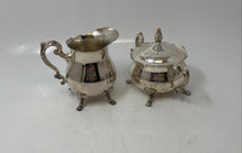 Load image into Gallery viewer, Silver-Tone Tableware Engraved Scroll Handle Lidded Sugar Bowl And Creamer Set
