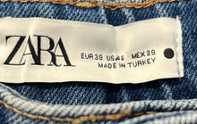 Load image into Gallery viewer, Zara Womens Blue Medium Wash Distressed Stretch Pockets Cut-Off Shorts Size 6

