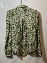 Load image into Gallery viewer, Zara Womens Beige Green Printed Long Sleeve Collared Button-Up Shirt Size XS
