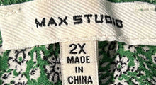 Load image into Gallery viewer, Max Studio Womens Green Floral Layered Ruffle Short Sleeve Blouse Top Size 2X
