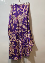 Load image into Gallery viewer, Zara Womens Beige And Purple Floral Ruffle Asymmetric Midi A-Line Skirt Size XS
