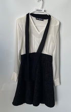 Load image into Gallery viewer, Karl Lagerfeld Womens White Black Colorblock Tie Neck Fit &amp; Flare Dress No Size
