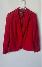 Load image into Gallery viewer, Zara Womens Red Long Sleeve Notch Collar Pockets One-Button Blazer Size 2
