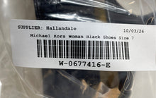 Load image into Gallery viewer, Michael Kors Womens Black Snakeskin Open Toe Strappy Heels Size 7M
