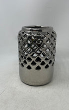 Load image into Gallery viewer, Silver-Tone Geometric Cut-Out Round Edge Tabletop Decorative Vase
