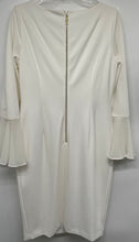 Load image into Gallery viewer, Calvin Klein Womens Off White Round Neck Bell Sleeve Sheath Dress Sz 12 w/ Tags
