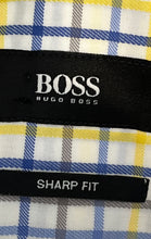 Load image into Gallery viewer, Hugo Boss Mens Multicolor Plaid Sharp Fit Collared Dress Shirt Size 16.5 34/35
