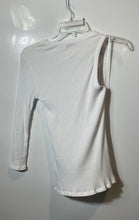 Load image into Gallery viewer, Zara Womens White Ribbed One-Sleeve Crew Neck Asymmetrical Blouse Top Size L
