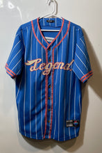 Load image into Gallery viewer, Pink+Dolphin Mens Blue Striped Legend Short Sleeve Baseball Jersey Size XL
