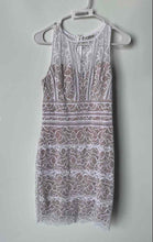 Load image into Gallery viewer, Guess Womens White Lace Sleeveless Crew Neck Back Zip Sheath Dress Size M
