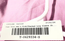 Load image into Gallery viewer, Hugo Boss Mens Pink White Printed Cotton Long Sleeve Dress Shirt Size 17R 32/33
