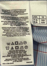 Load image into Gallery viewer, Brooks Brothers Mens Blue Plaid Print Regular Fit Dress Shirt Size 34/35
