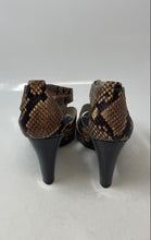 Load image into Gallery viewer, Michael Kors Womens Berkley Brown Snakeskin High Heel Strappy Sandals Size 8.5
