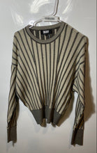 Load image into Gallery viewer, DKNY Womens Gray Beige Striped Long Sleeve Crew Neck Pullover Sweater Size XS
