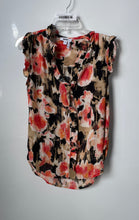 Load image into Gallery viewer, DKNY Womens Multicolor Floral Printed Sleeveless Ruffle Front Blouse Top Size S
