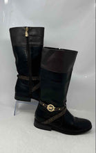 Load image into Gallery viewer, Michael Kors Girls Finley Bransyn Black Brown Leather Riding Boots Size 4
