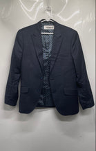 Load image into Gallery viewer, Penguin Mens Blue Pinstripe Long Sleeve Notch Collar 2-Button Blazer Size 36S
