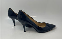 Load image into Gallery viewer, Michael Kors Womens Flex Mid Blue Patent Leather Stiletto Pump Heels Size 9M
